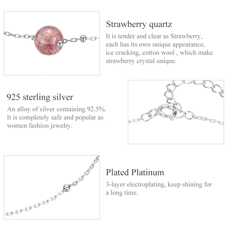 (image for) Silver Quartz Strawberry Anklet - SCT012 - View 6