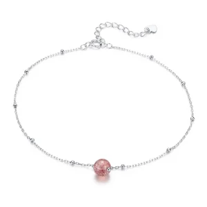 Silver Quartz Strawberry Anklet - SCT012 (image for) Silver Quartz Strawberry Anklet - SCT012