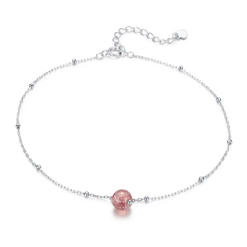 (image for) Silver Quartz Strawberry Anklet - SCT012