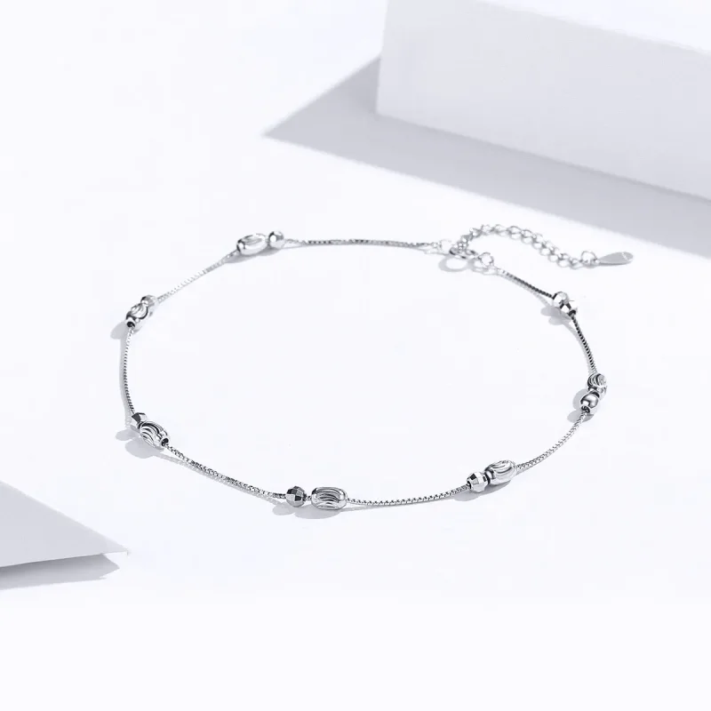 (image for) Silver Small Round Beads Anklet - SCT010 - View 2