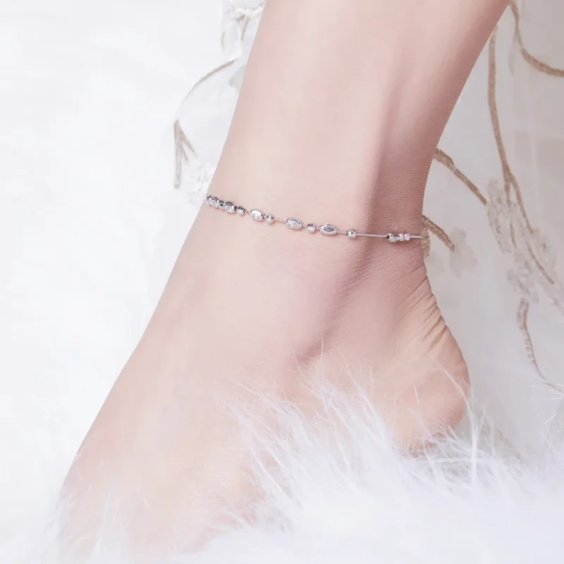 (image for) Silver Small Round Beads Anklet - SCT010 - View 3