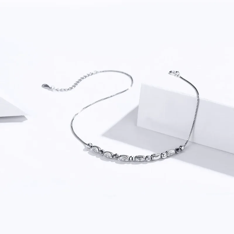 (image for) Silver Small Round Beads Anklet - SCT010 - View 4
