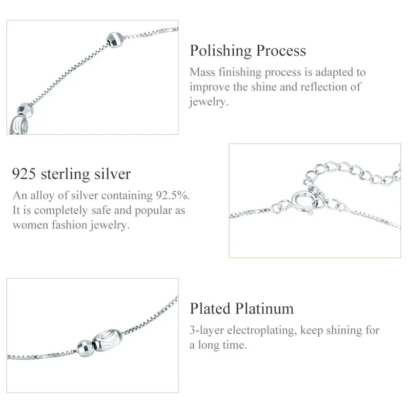 (image for) Silver Small Round Beads Anklet - SCT010 - View 6