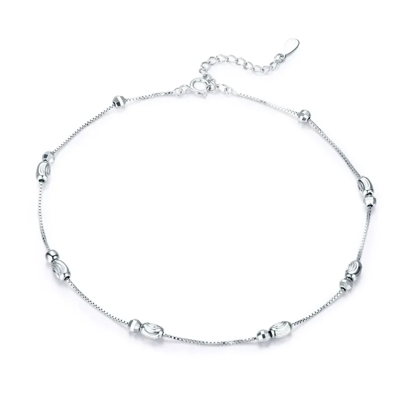 (image for) Silver Small Round Beads Anklet - SCT010