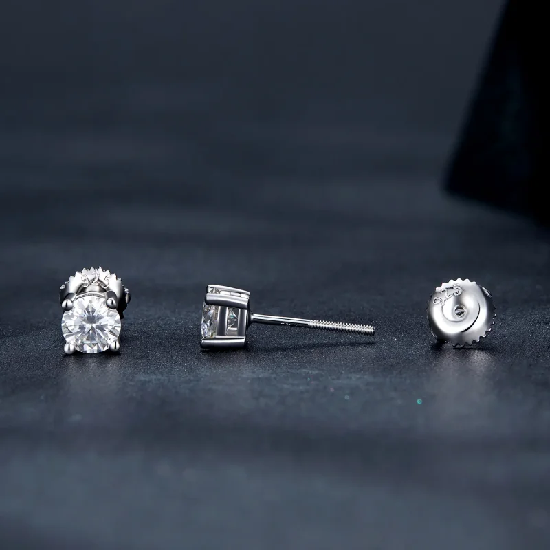 (image for) Pandora Style 0.5 Carat Four Claw Moissanite Stud Earrings - MSE003-S - View 3