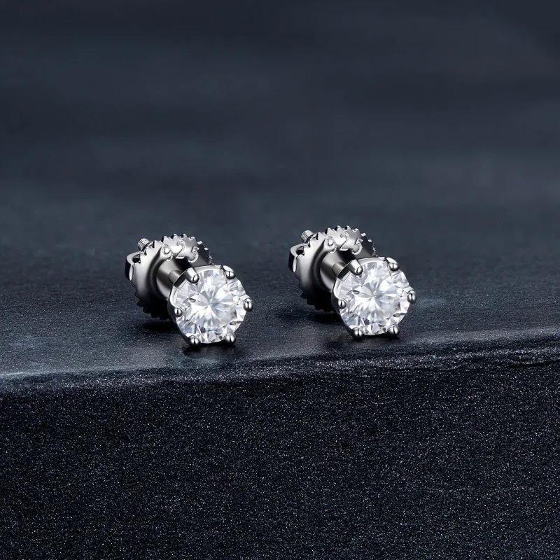 (image for) Pandora Style 0.5 Carat Four Claw Moissanite Stud Earrings - MSE004-S - View 2