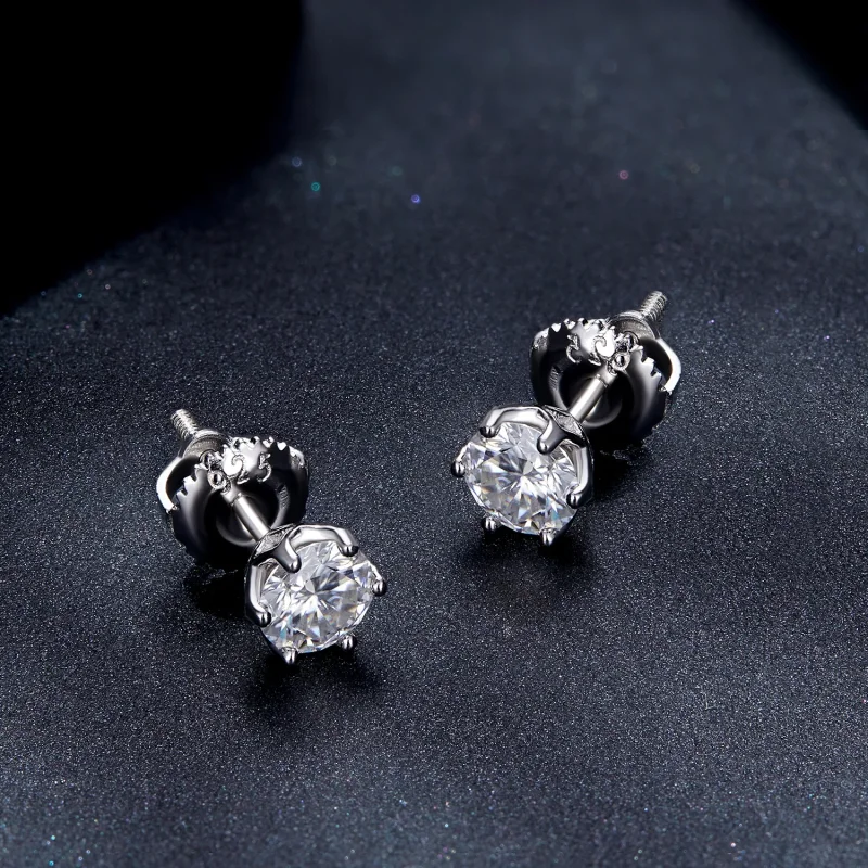 (image for) Pandora Style 0.5 Carat Four Claw Moissanite Stud Earrings - MSE004-S - View 4
