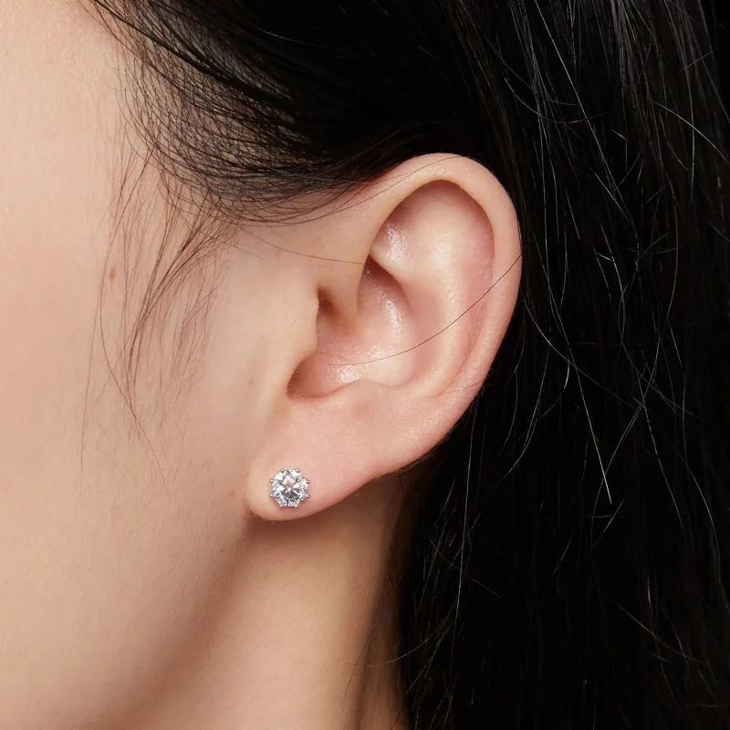 (image for) Pandora Style 0.5 Carat Moissanite Hoops Earrings - MSE019-S - View 4