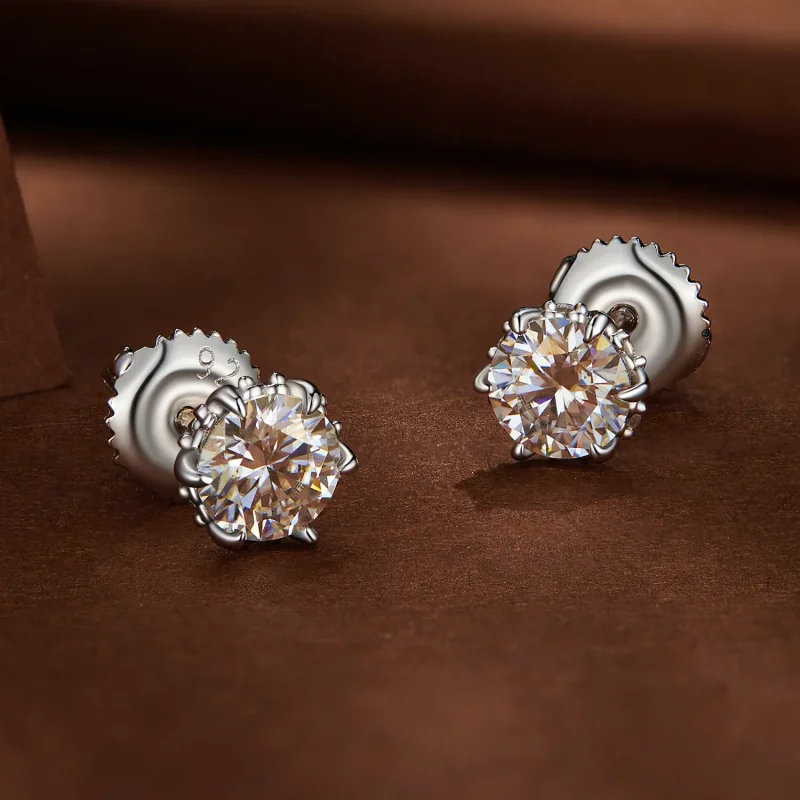 (image for) Pandora Style 0.5 Carat Moissanite Stud Earrings - MSE020-S - View 3