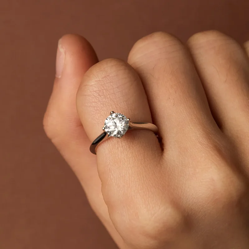 (image for) Pandora Style 1 Carat Moissanite Engagement Ring - MSR033 - View 7