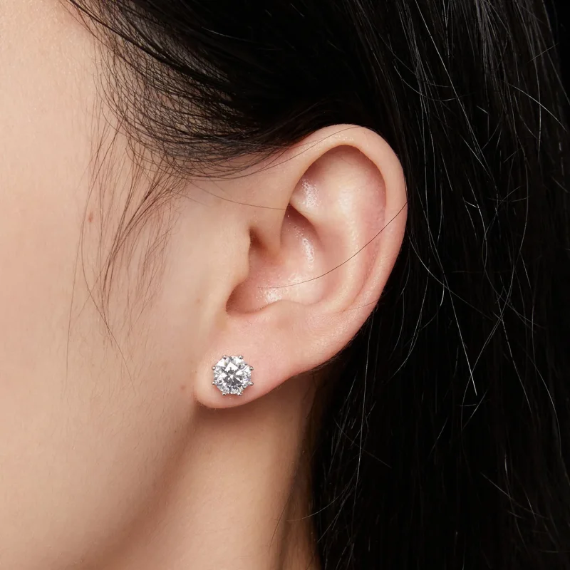 (image for) Pandora Style 1 Carat Moissanite Stud Earrings - MSE019-L - View 4