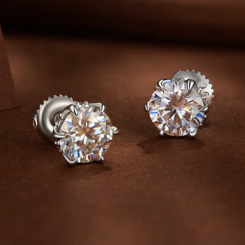 (image for) Pandora Style 1 Carat Moissanite Stud Earrings - MSE020-L - View 3