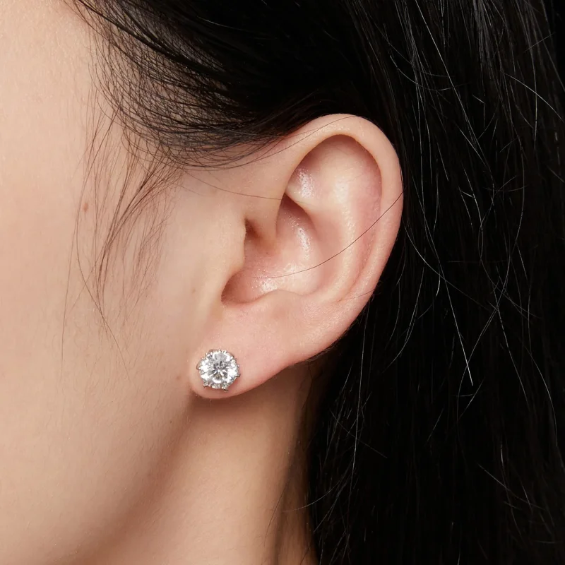 (image for) Pandora Style 1 Carat Moissanite Stud Earrings - MSE020-L - View 4