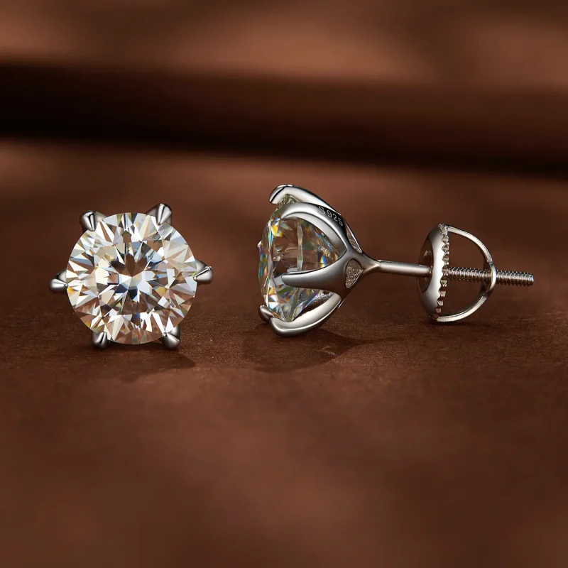(image for) Pandora Style 2 Carat Moissanite Stud Earrings - MSE021-L - View 2