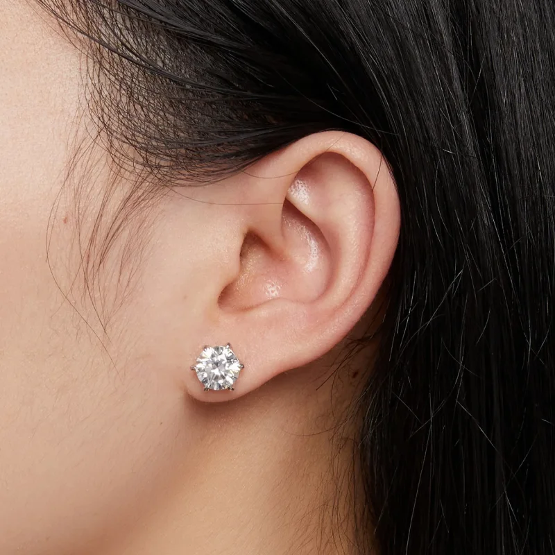 (image for) Pandora Style 2 Carat Moissanite Stud Earrings - MSE021-L - View 5
