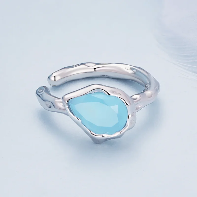(image for) Pandora Style Blue Water Drop Ear clip - BSE846 - View 3