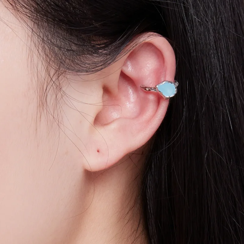 (image for) Pandora Style Blue Water Drop Ear clip - BSE846 - View 5