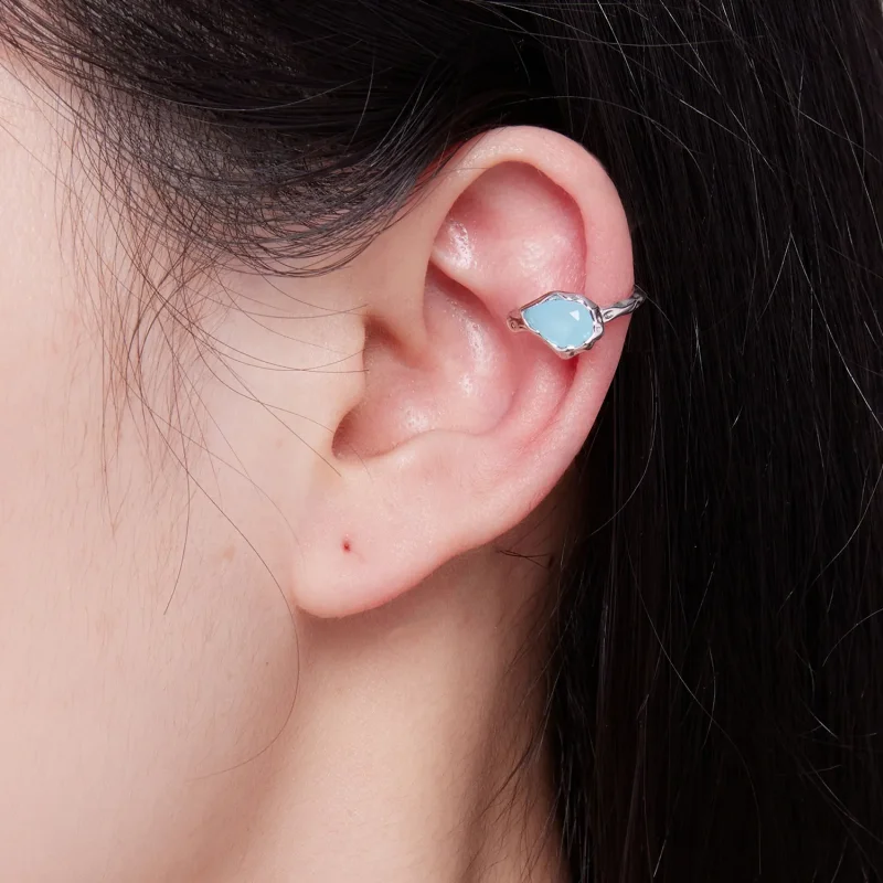 (image for) Pandora Style Blue Water Drop Ear clip - BSE846 - View 6