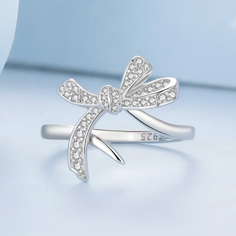 (image for) Pandora Style Bow Tie Open Ring - BSR435 - View 3