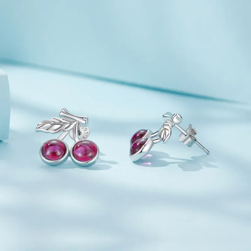 (image for) Pandora Style Cherry Stud Earrings - SCE1604 - View 3