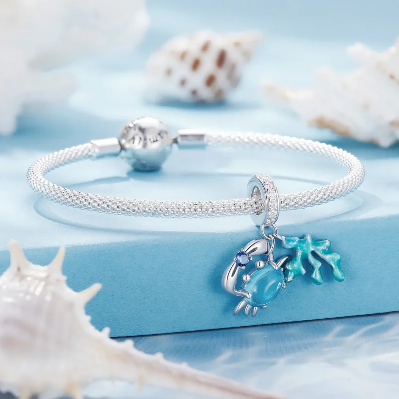 (image for) Pandora Style Crab Seaweed Pendant Charm - SCC2505 - View 3