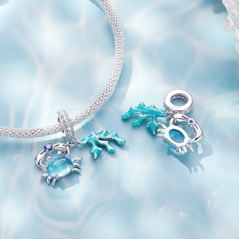 (image for) Pandora Style Crab Seaweed Pendant Charm - SCC2505 - View 4