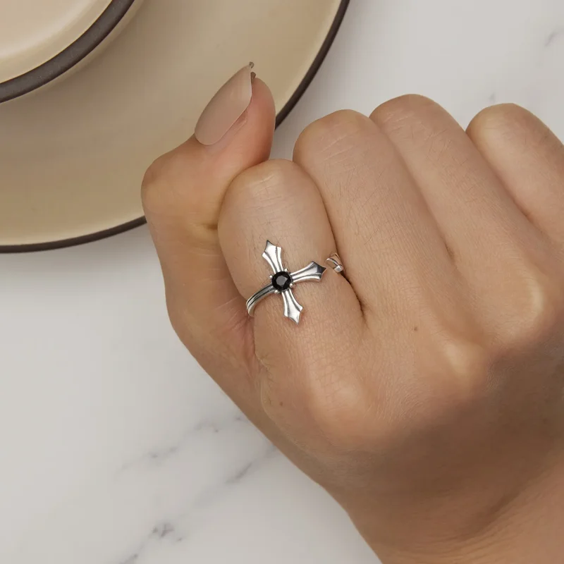 (image for) Pandora Style Cross Open Ring - SCR939 - View 6