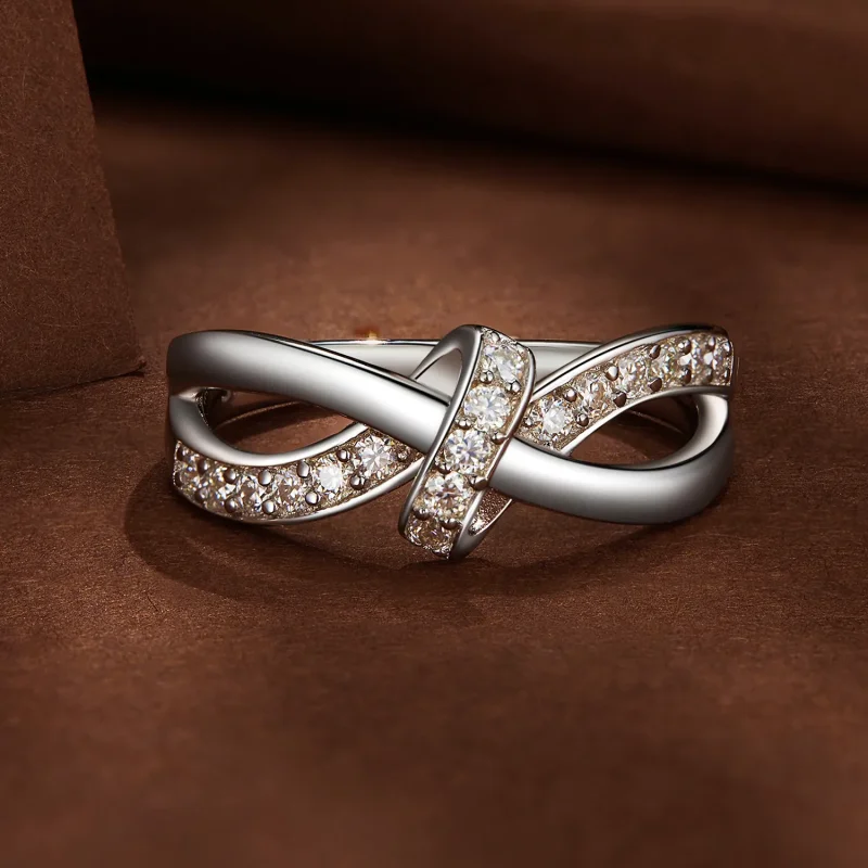 (image for) Pandora Style Cross Wound Moissanite Ring - MSR031 - View 3