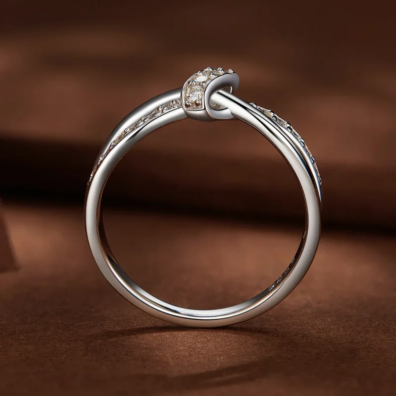 (image for) Pandora Style Cross Wound Moissanite Ring - MSR031 - View 4