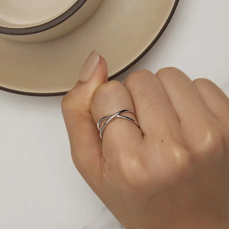 (image for) Pandora Style Crossover Ring - SCR543-A - View 4