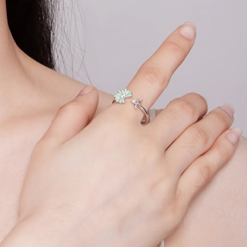 (image for) Pandora Style Daisy Bee Open Ring - SCR929 - View 4