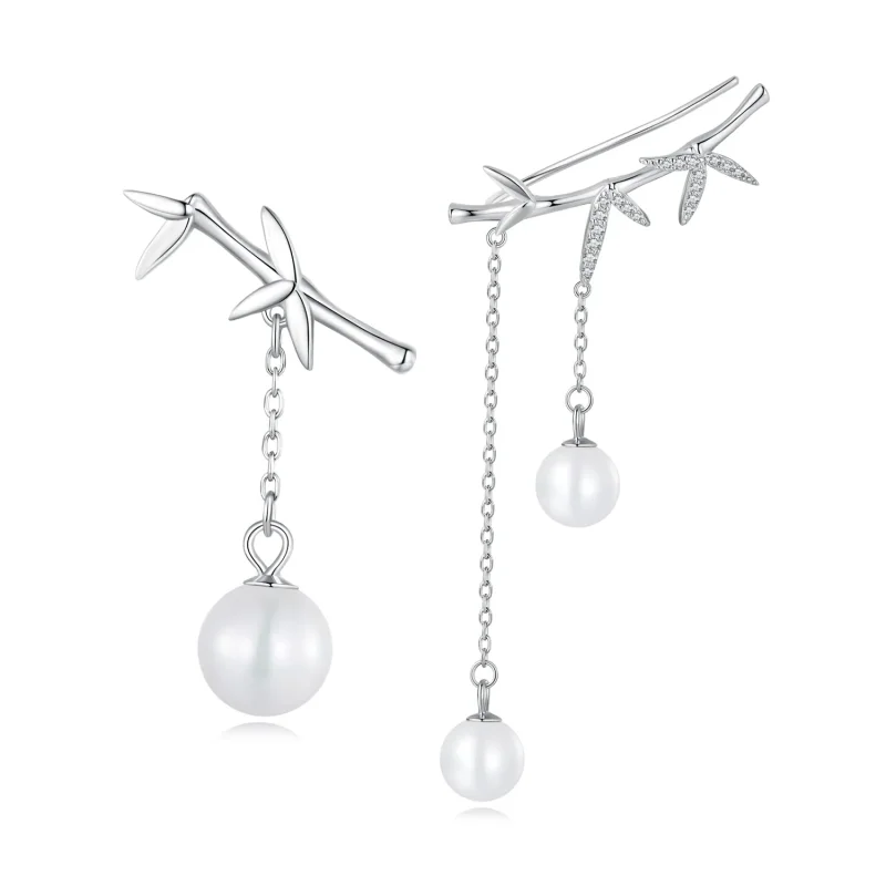 (image for) Pandora Style Delicate Bamboo Shell Beads Dangle Earrings - BSE821