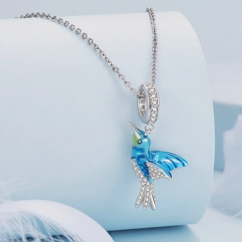 (image for) Pandora Style Delicate Kingfisher Pendant Charm - BSC858 - View 2