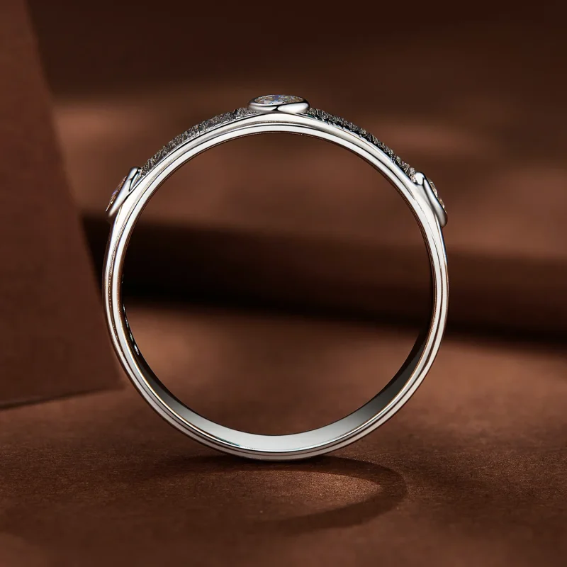 (image for) Pandora Style Delicate Moissanite Band Ring For Man - MSR032 - View 4