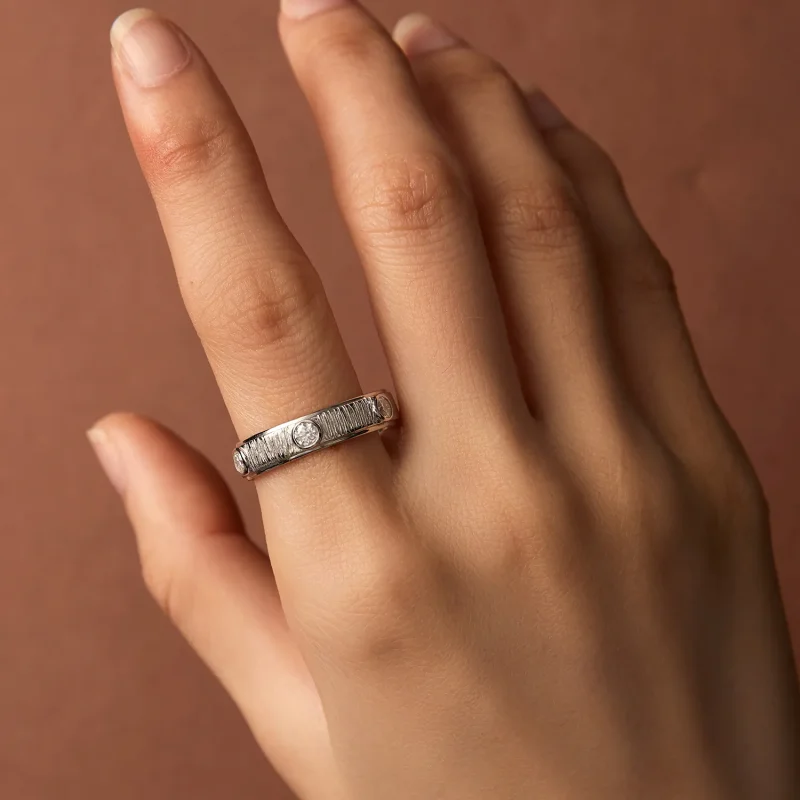 (image for) Pandora Style Delicate Moissanite Band Ring For Man - MSR032 - View 6