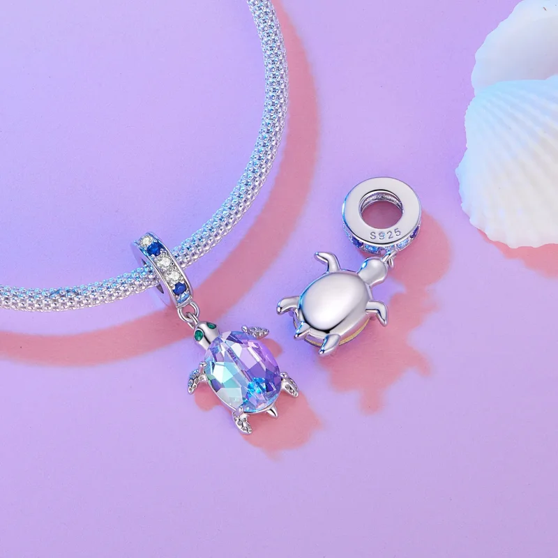 (image for) Pandora Style Delicate Turtle Pendant Charm - BSC849 - View 4