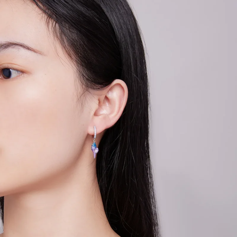 (image for) Pandora Style Dream Conch Hoops Earrings - BSE841 - View 6