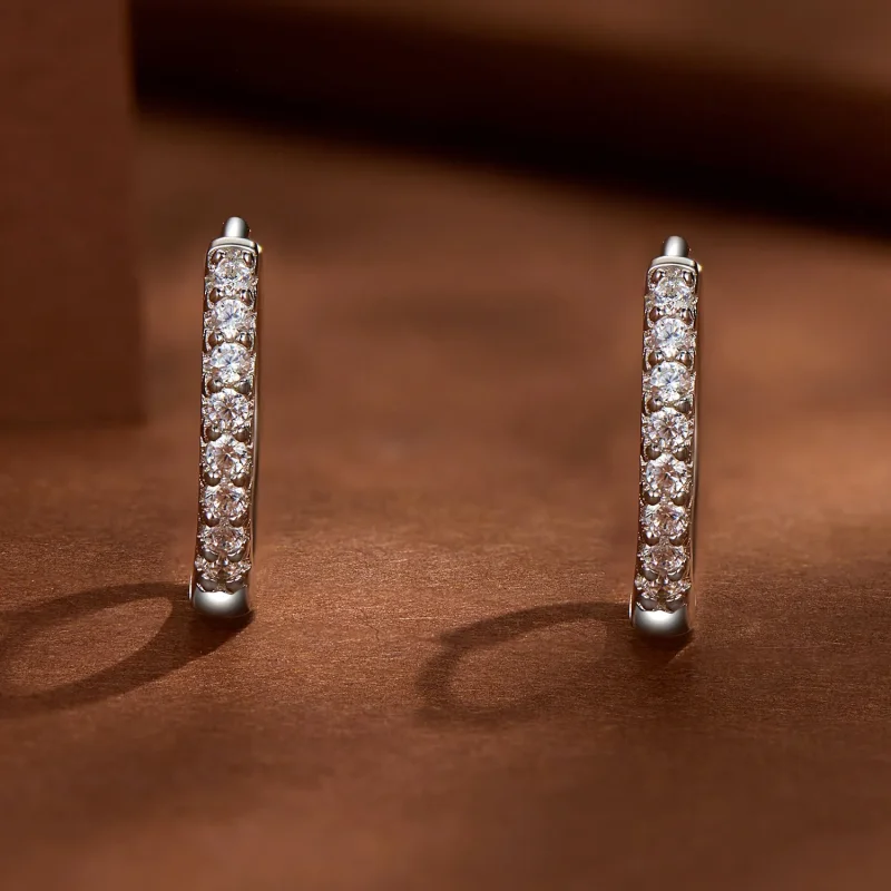 (image for) Pandora Style Fine Moissanite Hoops Earrings - MSE022 - View 2