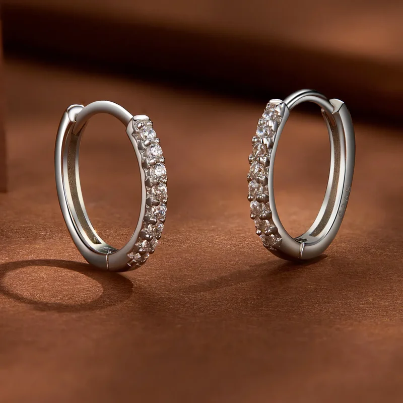 (image for) Pandora Style Fine Moissanite Hoops Earrings - MSE022 - View 4