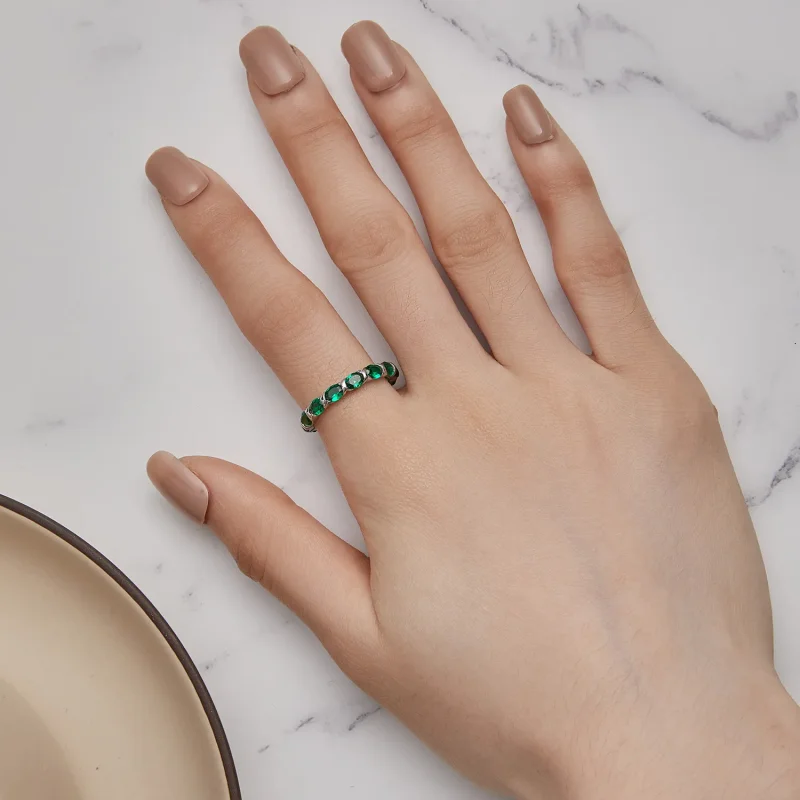 (image for) Pandora Style Full Pave Green Spinel Ring - BSR432 - View 4