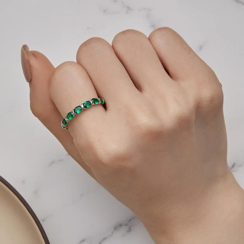 (image for) Pandora Style Full Pave Green Spinel Ring - BSR432 - View 5