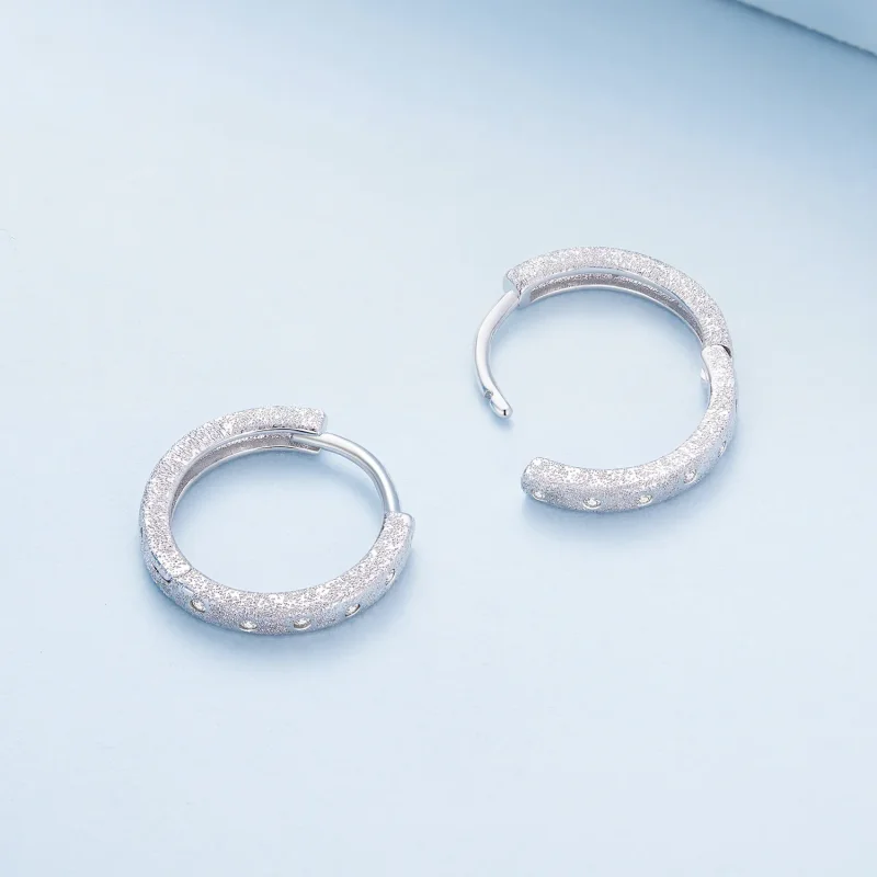 (image for) Pandora Style Geometric Flash Hoops Earrings - BSE848 - View 4