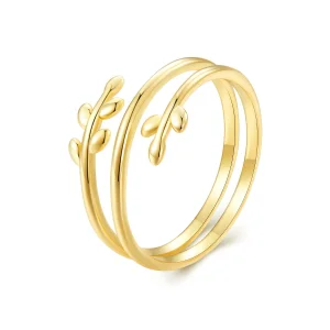 (image for) Pandora Style Gold Plated Circles Of Leaves Open Ring - SCR755-B
