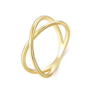 (image for) Pandora Style Gold Plated Crossover Ring - SCR543-B