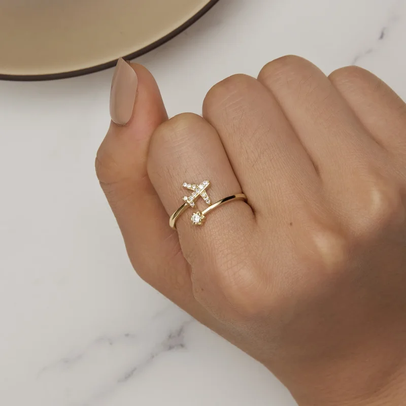 (image for) Pandora Style Gold Plated Distance Open Ring - SCR623-B - View 6