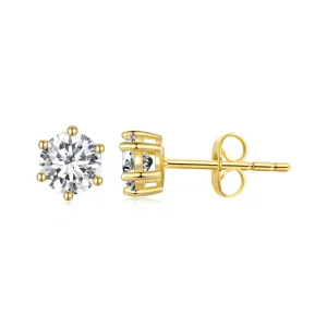 (image for) Pandora Style Gold Plated Shiny Zircon Stud Earrings - BSE615-4B