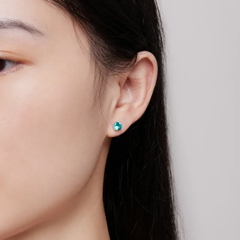 (image for) Pandora Style Green Nano Stud Earrings - BSE831-GN - View 5