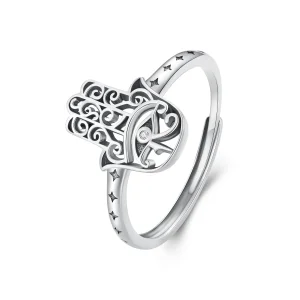 (image for) Pandora Style Hand Of Fatima Open Ring - SCR938
