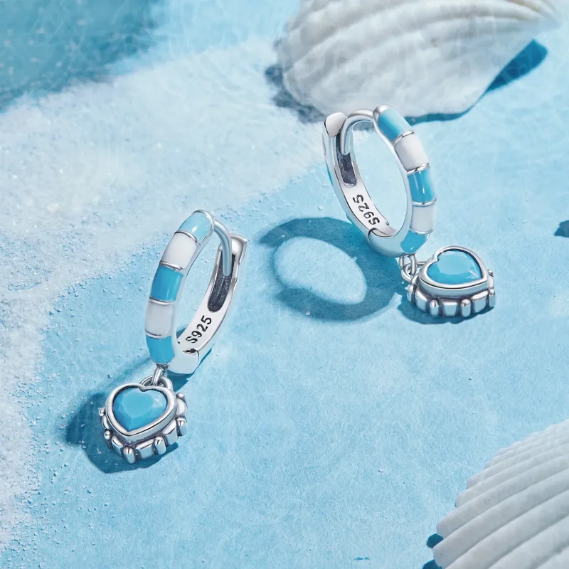(image for) Pandora Style Heart-Shaped Hoops Earrings - SCE1594 - View 3