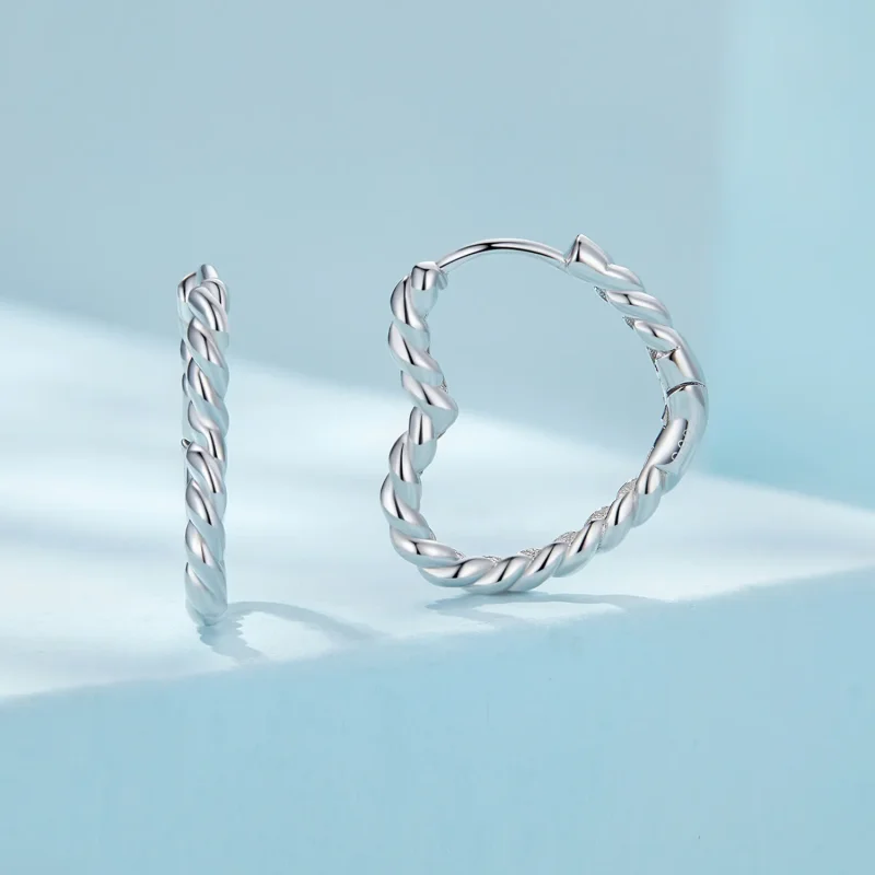 (image for) Pandora Style Heart-Shaped Hoops Earrings - SCE1606 - View 2